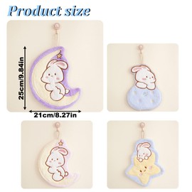 FEISHIONG 4pcs Hanging Hand Towels with Hanging Loops for Kitchen Bathroom,Children's Bathroom Hand Towels,Hand Towels with Cute Design,Highly Absorbent Coral Fleece Practical Towel