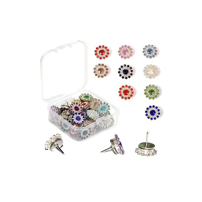 Liangang 30pcs DiamondCute Push Pins for Bulletin Board,Flower and Heart
