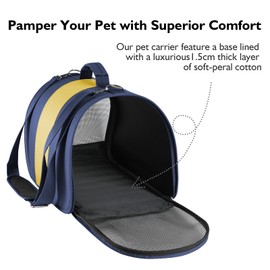 Petradise Cat, Dog Carrier for Medium Large Cat up to 30 Lbs, TSA Airline Approved Carrier Soft Sided, Collapsible Travel Puppy Carrier (Blue and Yellow, Medium)