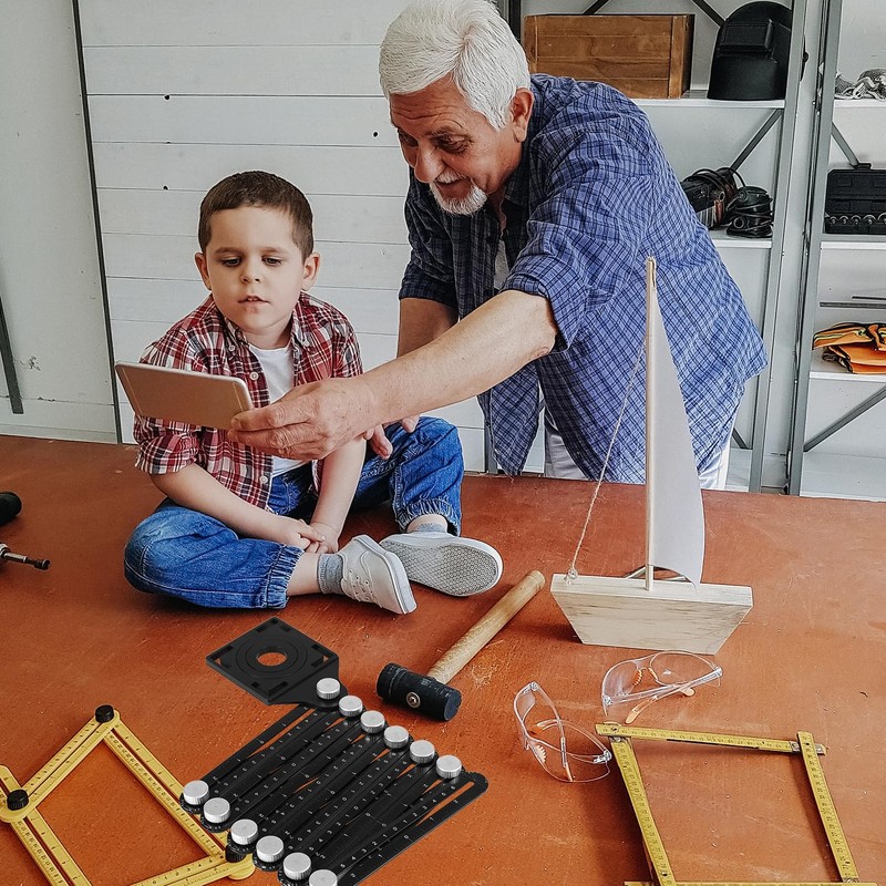 QWORK® Angle Measuring Ruler, 12 Part Angle Template Multi Angle