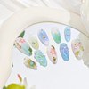 24Pcs Spring Press on Nails Medium Almond French Tip Fake