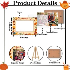 HJLLOQR Thanksgiving Picture Frame 4x6, Fall Pumpkin Maple Leaf Photo Frame, Autumn Sign Decor, Thanksgiving Gift for Desktop or Office Display -D04