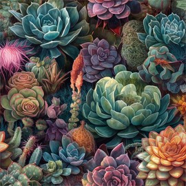 MuralPeel Cute Cactus Succulent Plants Garden Flowers Peel and Stick Wallpaper Easy Peel Off Self Adhesive Removable Stick on Wall Paper for Kitchen Renter Friendly