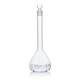 Volumetric Flask, Globe Glass, 200mL, Class B, to Contain (TC), 3.3 Borosilicate Glass, ASTME288, 6/Box
