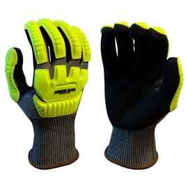 Armor Guys Kyorene Pro Protective Work Gloves – Impact Protection Nitrile Palm Gloves – A5 Cut Resistant Graphene Gloves – Oil & Gas, Mining and Construction Gloves with TPV Protection, Size L, 3/Pk