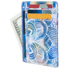 LinsCraft Small RFID Blocking Minimalist Slim Credit Card Holder Pocket Wallets for Women