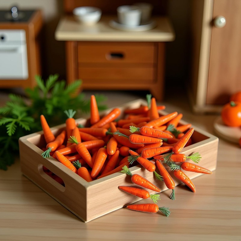 Nlinlin 15Pcs Miniature Carrot Models, Artificial Vegetables for Mini Kitchen