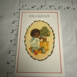 Vintage Merry Christmas Beautiful Unique Black African Child Angel Boy Baby