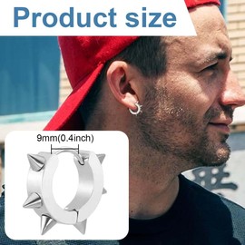 Punk Creolen Ohrringe Edelstahl Spike Nieten Hip-Hop Hoop Klappcreolen Gothic Punk Schmuck (Silber)