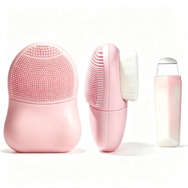 2 in 1 Manual Facial Cleansing Brush Set with Blackhead Remover Silicone Face Scrubber with Soft Bristles & Silicone for Sensitive Skin Care Deep Cleaning & Gentle Face Exfoliator