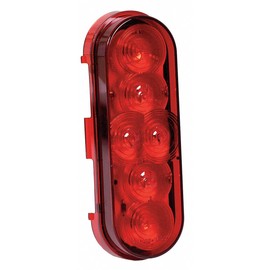 Stop/Tail/Turn Light, 6LED, 6x3In, Oval, Red