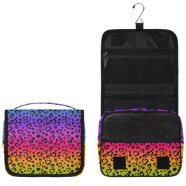 Eizlang Rainbow Leopard Makeup Bag Hanging Toiletry Bag Travel Makeup Bag for Women Men Waterproof Cosmetic Bag Organizer