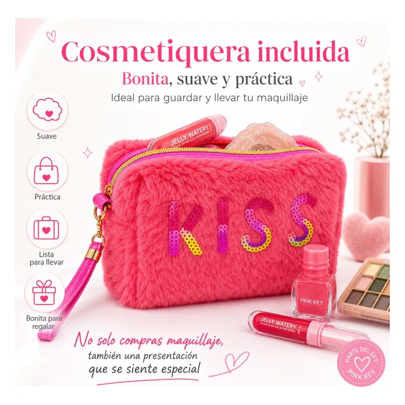 Kit De Maquillaje Completo Sombra Gloss Brochas Cosmetiquera