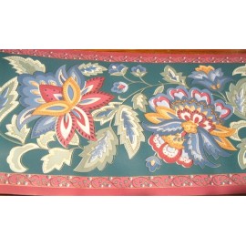 Brewster Green Wallpaper Border Wine Trim Flowers Flowering Blue Gold Wall EH99909 New