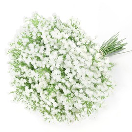 FARROWR White Babys Breath Artificial Flowers 12Pcs Real Touch Faux Gypsophila Wedding Party Home Decor (White)