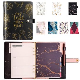 Guokichy Regenerated Leather Journal Travel Composition Notebook Filofax Planner Organiser Personal Memo (Blackgold, A5)