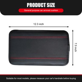 Prywog 1 PC Car Armrest Box Mat, Non-Slip Fiber Leather Embossing Arm Pads, Car Interior Center Console Pad Accessories, Universal for Most Cars (Red)