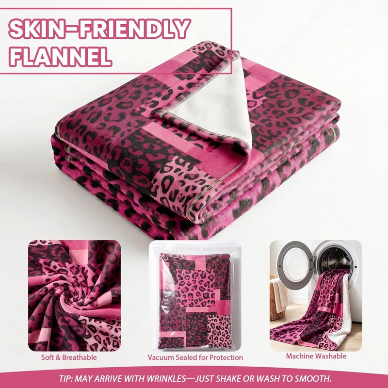 Pink and Black Cheetah Throw Blanket, 50x60 in