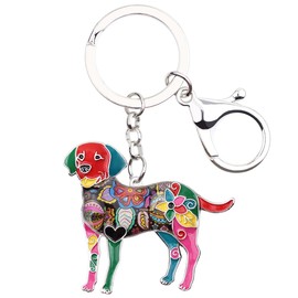 Bonsny Enamel Alloy Heart Labrador Retriever Dog Lover Key For Women Car Purse Charms (multi)