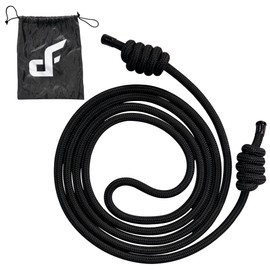 Flow Rope for Fitness Exercise - 14mm Double Braid 9ft Adjustable Length Jump Ropes - Home or Gym Training Workout for Men and Women (Black)