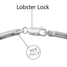 Savlano 925 Sterling Silver 4MM Italian Solid Flat Omega Chain Necklace for Women - Made in Italy Comes With a Gift Box (19)