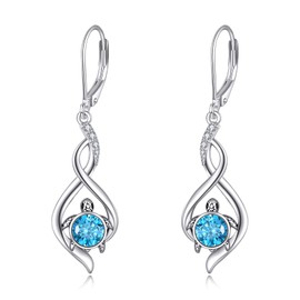 VONALA Leverback Earrings 925 Sterling Silver Opal/Flower/Clover/Dream Catcher/Larimar/Sword Earrings Drop Earrings Jewellery Gift for Women, Sterling Silver, No Gemstone