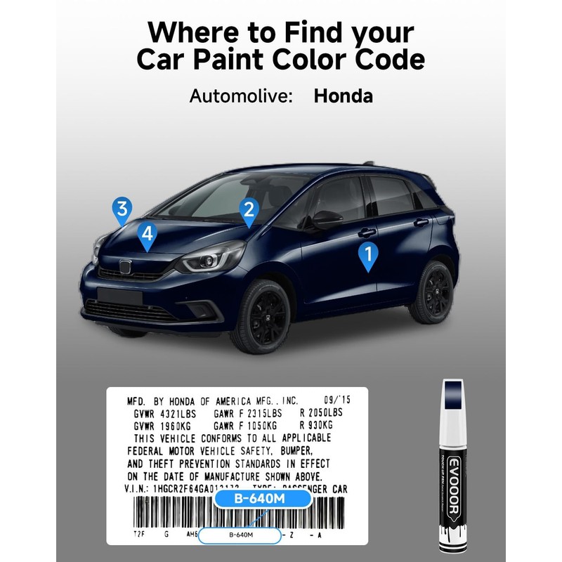 EVOOOR Canyon River Blue Metallic(B-640M) Touch Up Paint Compatible with