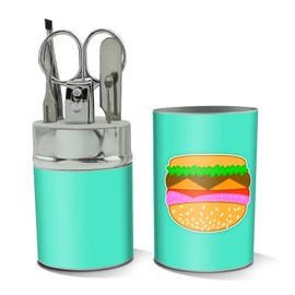 Simple Summer Hamburger Stainless Steel Manicure Pedicure Grooming Beauty Care Travel Kit