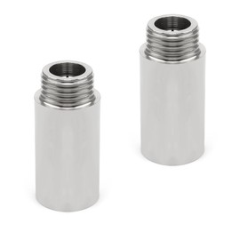 TIANLIN 1/2 Inch Extension, 2 Pieces Tap Extension Stainless Steel 1/2 Inch (Inner Thread Diameter 20 mm x Male Diameter 25.4 mm) Thread Fitting, Not Easy to Rust, for Taps, Corner Valves, Shower