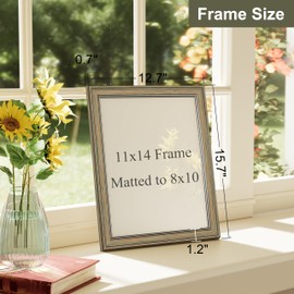 Vittanly 11x14 Retro Rustic Picture Frame Set of 4, Farmhouse Vintage Photo Frame for Wall Mount, Display 8x10 Pictures with Mat or 11x14 without Mat, Multicolour