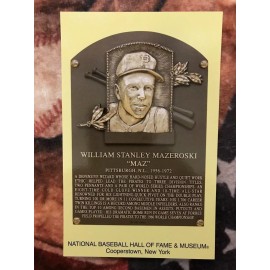 Bill Mazeroski Postcard- Baseball Hall of Fame Induction Plaque - Photo -Pirates