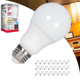 Satco S9703 10W A19 LED Light Bulb, 2700K Warm White, 800 Lumens, 90+ CRI, Frosted, 220° Beam Spread, Medium E26 Base, Dimmable, 120V, 25,000 Hr, Enclosed Fixture Rated, Energy Saving (24 Pack)