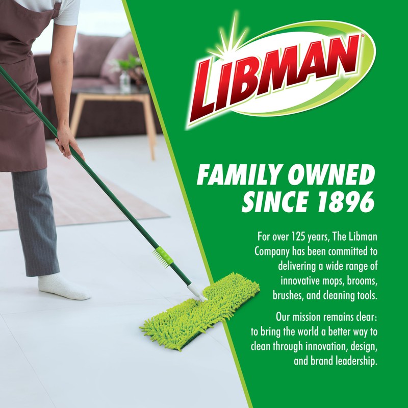 Libman 18" 2-Sided Microfiber Dust Mop, Double Sided Dry Wet