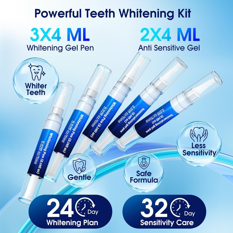 Teeth Whitening Kit with LED Light – 3 Teeth Whitening
