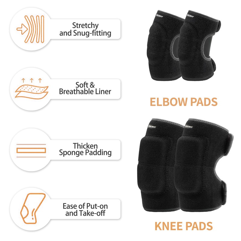 YEEKORO Knee Pads Elbow Pads Set for Kids, Youth Adjustable