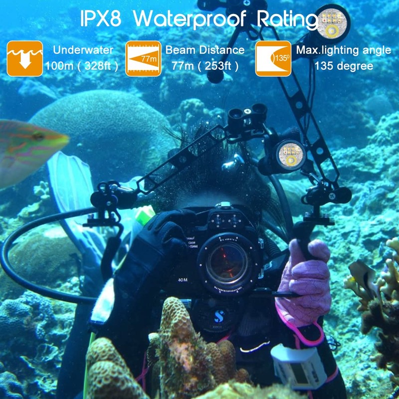 APLOS AP70 Scuba Diving Flashlight, 6000 Lumen Dive Light, Waterproof