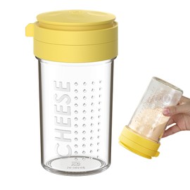 12-Ounces Parmesan Cheese Shaker with Airtight Lid, Glass Spices Shaker, Anti-Clogging Spices Powder Dispensers for Sugar, Parmesan Cheese, Pepper, Chocolate, Matcha