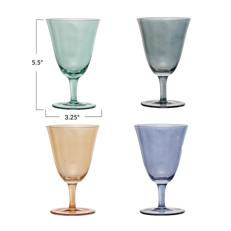 Creative Co-Op 8 Oz. Stemmed Wine Glass Set, Multicolor, Set