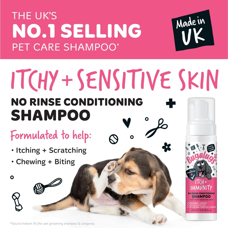 Bugalugs Itch & Immunity Dog No Rinse Shampoo Sensitive Skin