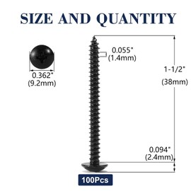 #8 x 1-1/2" Wood Screw 100Pcs Truss Head Phillips 18-8 (304) Stainless Steel Fast Self Tapping Screws Black Oxide by SG TZH