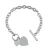 Sterling Silver Bracelet with Double Heart Tag with Bars and