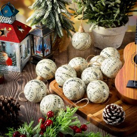 Daifunli 24 Pcs Vintage Music Notes Ornament 2.36'' Musical Christmas Balls Christmas Party Decorations Christmas Hymnal Ornaments Music Themed Hanging Ornaments Musical Notes Christmas Ornament Gift