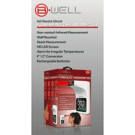 BWell Bluetooth Wall-Mounted Contactless Infrared Forehead Thermometer with Larg