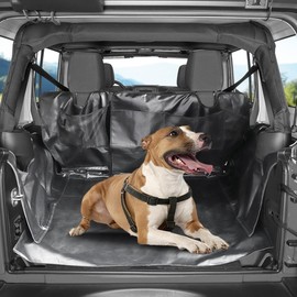 Tmipakioy Dog Seat Covers Pet Seat Proof Cargo Liner Compatible with for 2007-2024 Jeep Wrangler JK JL 4-Door Unlimited Sahara Rubicon Heavy Duty Oxford Pet Dog Trunk Cargo Protector Mat Liner