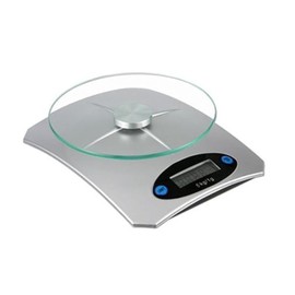 HI Digitale Küchenwaage mit Glasplatte, Kunststoff, Silber, 18 x 18 x 10 cm