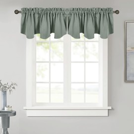 NICETOWN Valance Curtain Kitchen Farmhouse Window Decor Valance for Living Room Thermal Insualted Valanc Blackout Small Curtian, 52" W x 18" L, 1 Panel, Greyish Green