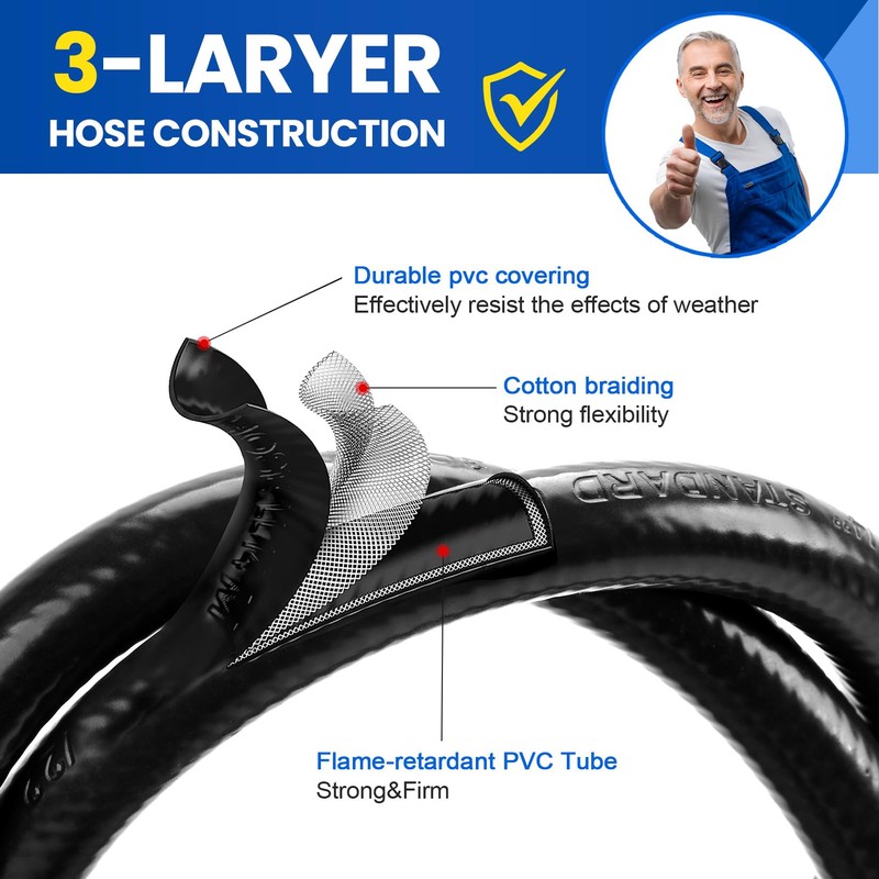 GasSaf 5 FT Propane Regulator with Hose, Grill Regulator Hose