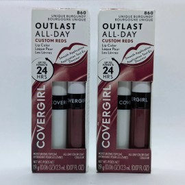CoverGirl Outlast All-Day Lip Color w/Topcoat #860 Unique Burgundy *2 PACK NIB*