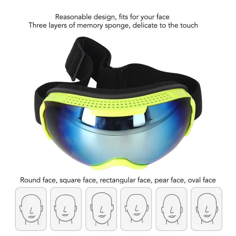 Ski Goggles PE Coated Lens Anti Fog Double Layers Adjustable