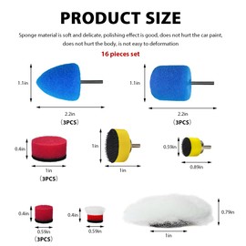 DXNQ 16PCS Mini Buffing Polishing Pads, Car Detail Sponge Buffing Mini Polisher Wool Pads for Rotary Tools, Auto Waxing Detailing Kit for Cordless Electric Drill Wheel Hub Cleaning